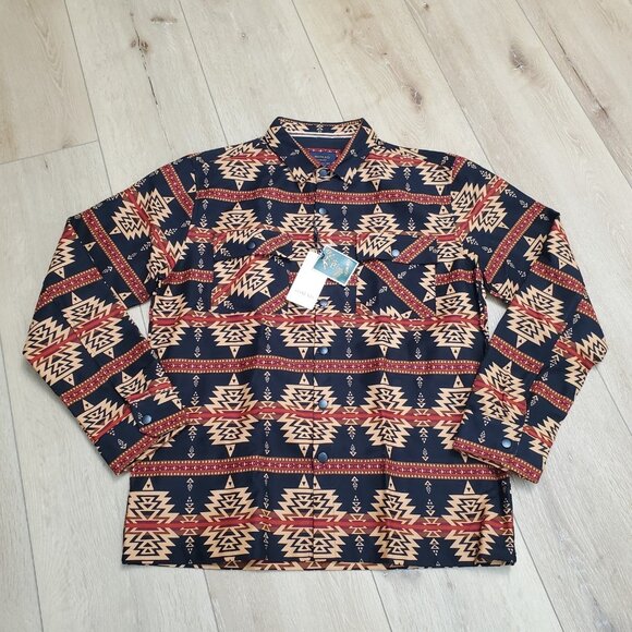 Nomad Craft Flow Shacket Black Aztec Western Mens Size L Chore Heavyweight Shirt - Picture 1 of 16